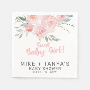 Serviette En Papier Pink floral style fille baby shower serviettes en