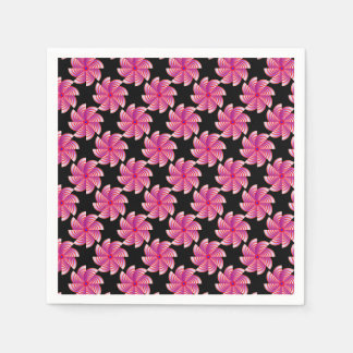Serviette En Papier Pink flower patter black background