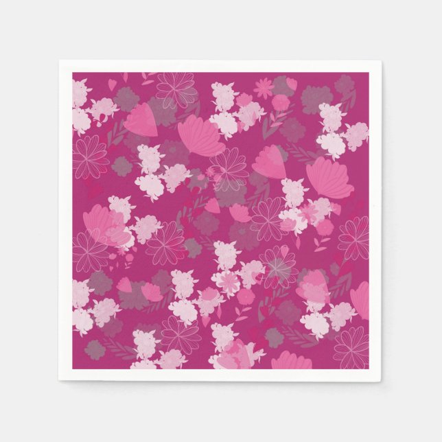 Serviette En Papier pink flowers (Devant)