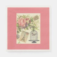 Pink French Thème Vintage Paris Papier Napkins