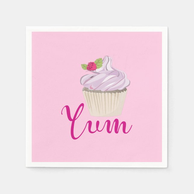 Serviette En Papier Pink Frosted Cupcake Yum! (Devant)