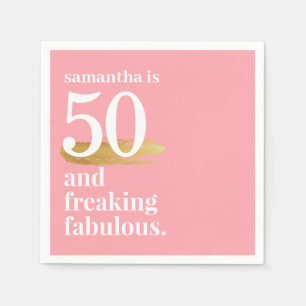 Serviette En Papier Pink Funny Fabuleux 50e anniversaire Personnalisé