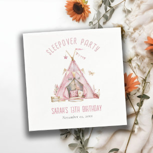 Serviette En Papier Pink Girls Tent Slepover Stwood Anniversaire Fête