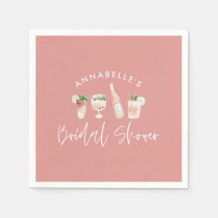 Serviette En Papier Pink girly moderne cocktail script nuptiale douche
