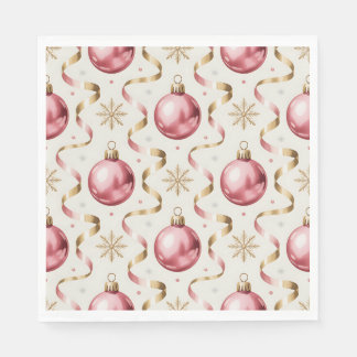 Serviette En Papier Pink Gold Bauble Luxury Christmas Holiday