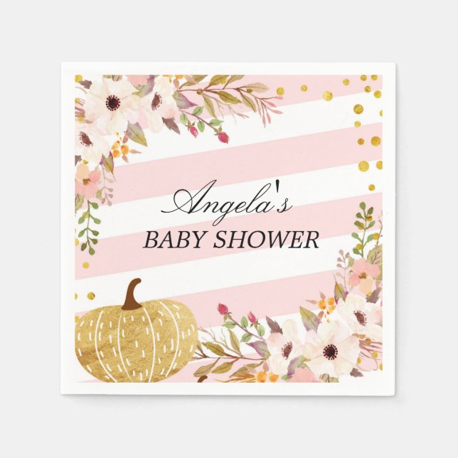Serviette En Papier Pink Gold Fall Citrouille Cocktail Papier à cockta (Devant)