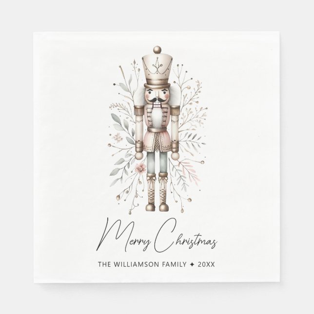 Serviette En Papier Pink & Gold Joyeux Noisette de Noël (Devant)