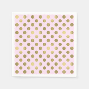 Serviette En Papier Pink Gold Polka Dot Anniversaire