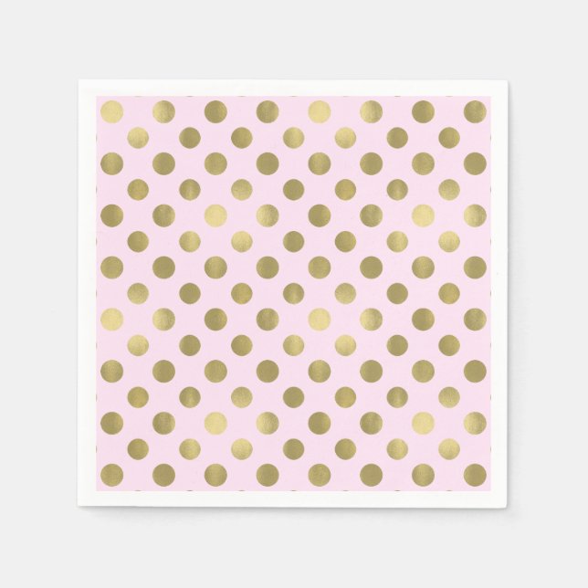 Serviette En Papier Pink Gold Polka Dot Anniversaire (Devant)