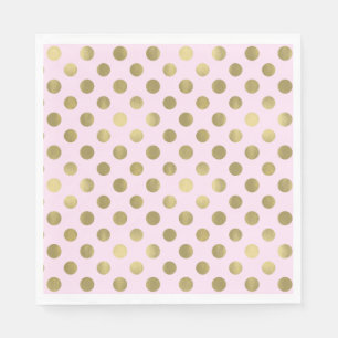 Serviette En Papier Pink Gold Polka Dot Anniversaire