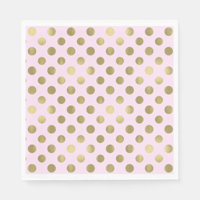 Serviette En Papier Pink Gold Polka Dot Anniversaire (Devant)