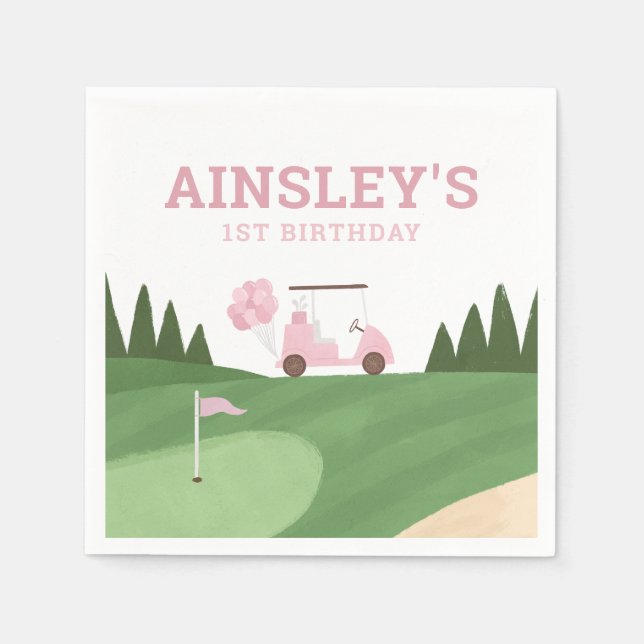 Serviette En Papier Pink Golf Anniversaire (Devant)