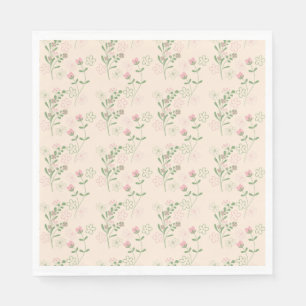 Serviette En Papier Pink Green Retro Y2K les années 70 Fleur Motif