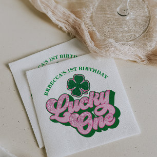 Serviette En Papier Pink Green St. Patrick's Day Lucky One Birthday