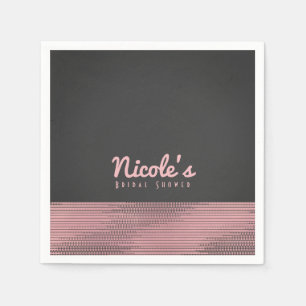 Serviette En Papier Pink & Grey Sequins Glam Moderne Chic Elegant Part