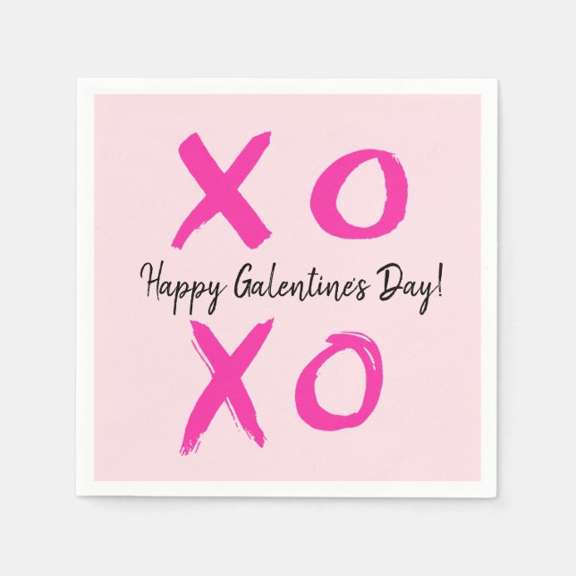 Serviette En Papier Pink Happy Galentine's day XOXO Valentine's (Devant)