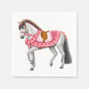 Serviette En Papier Pink Heart Carousel Cheval Napkins