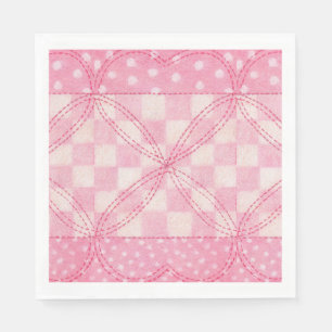 Serviette En Papier PINK HEART QUILT Papier de déjeuner standard servi