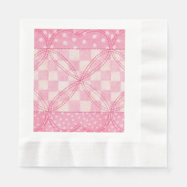 Serviette En Papier PINK HEART QUILT Rein Papier de déjeuner serviette (Devant)