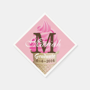 Serviette En Papier Pink Ice Cree Cone Monogram serviettes