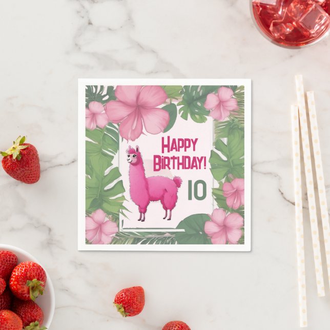 Serviette En Papier Pink Joyeux Lama souriant (En situation)