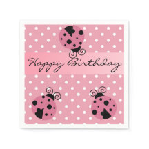 Pink Ladybug et Pois joyeuses serviettes d'anniver
