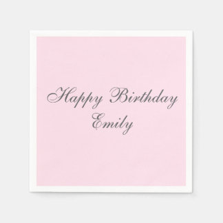 Serviette En Papier Pink Minimalist Birthday Party Napkins