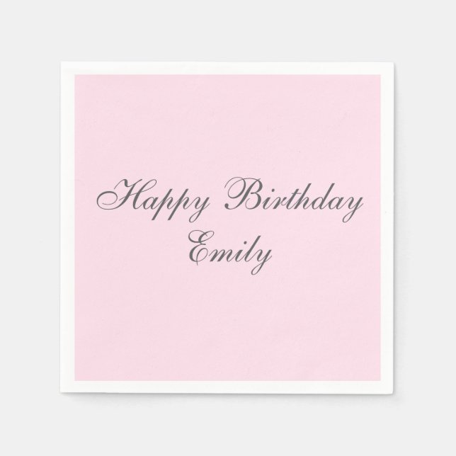 Serviette En Papier Pink Minimalist Birthday Party Napkins (Devant)