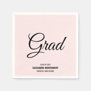 Serviette En Papier Pink Minimalist Moderne Graduation Party