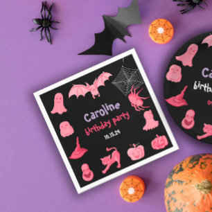 Serviette En Papier Pink noir Halloween fête d'anniversaire Napkin