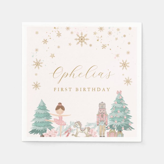 Serviette En Papier Pink Nutcracker Ballet Birthday Napkins (Devant)