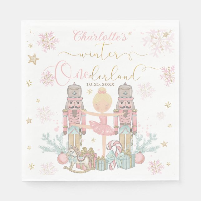 Serviette En Papier Pink Nutcracker Winter Onederland 1st Birthday (Devant)