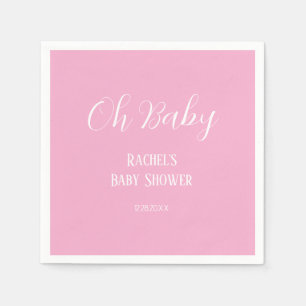 Serviette En Papier Pink Oh Baby Script mignon Moderne Baby shower fil