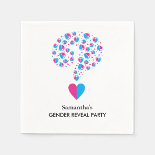 Serviette En Papier Pink or Blue Baby Feet Question Mark Genre Revela