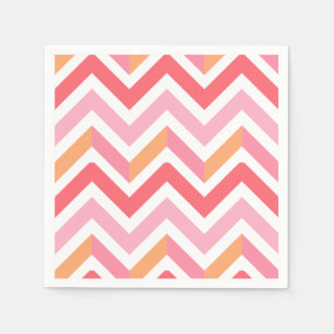 Serviette En Papier Pink Orange Chevron géométrique Été moderne