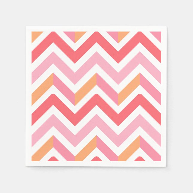 Serviette En Papier Pink Orange Chevron géométrique Été moderne (Devant)
