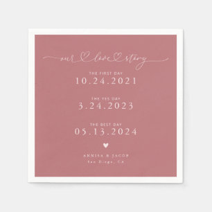 Serviette En Papier Pink Our Love Story Script Hearts Mariage