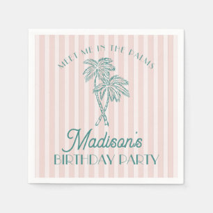 Serviette En Papier Pink Palm Spring Pastel Beach Anniversaire