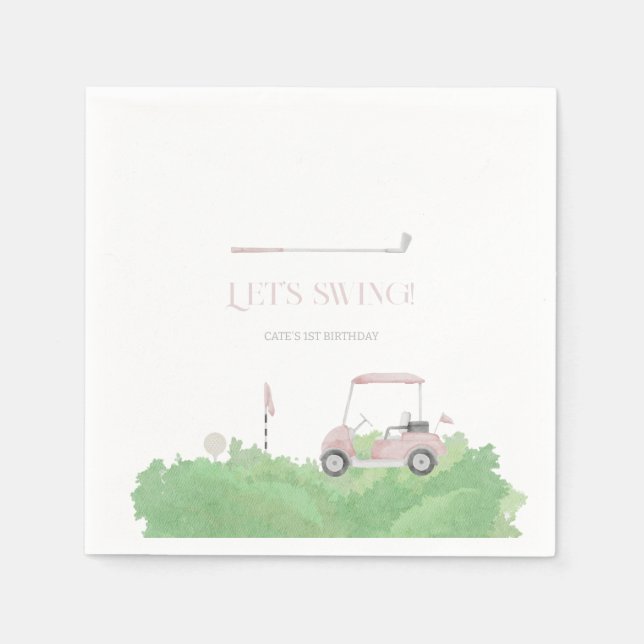 Serviette En Papier Pink par tee Golf Anniversaire (Devant)