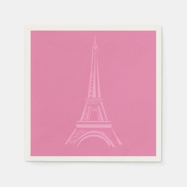 Serviette En Papier Pink Paris Tour Eiffel Papier (Devant)
