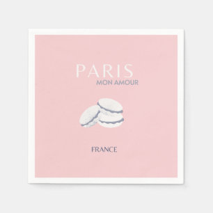 Serviette En Papier Pink Paris Travel Art Pastel Preppy Macarons