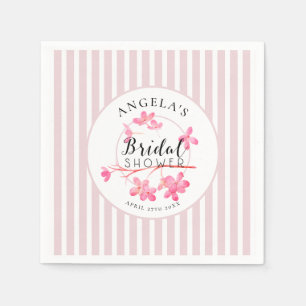 Serviette En Papier Pink Pastel Primrose Stripes Fête des mariées