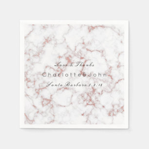Serviette En Papier Pink Pearly Rose Gold White Gris Marble Party