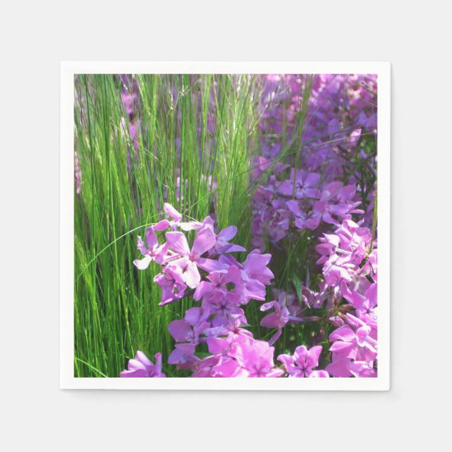 Serviette En Papier Pink Phlox et Grass été Floral (Devant)