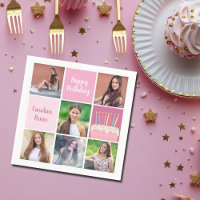Pink Photo Collage Custom Femmes's Birthday Party