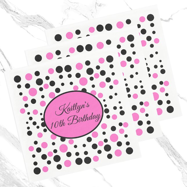 Serviette En Papier Pink Polka Dot Anniversaire (Créateur téléchargé)