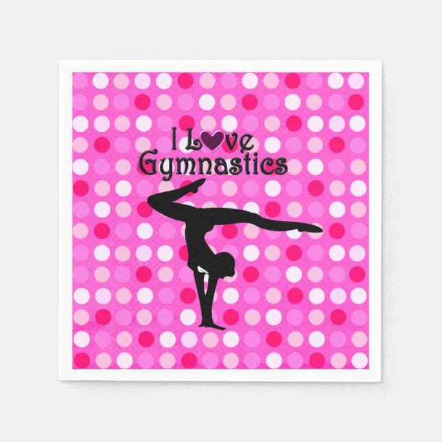 SERVIETTE EN PAPIER PINK POLKA DOT J'AIME LE PAPIER GYMNASTICS NAPKINS (Devant)