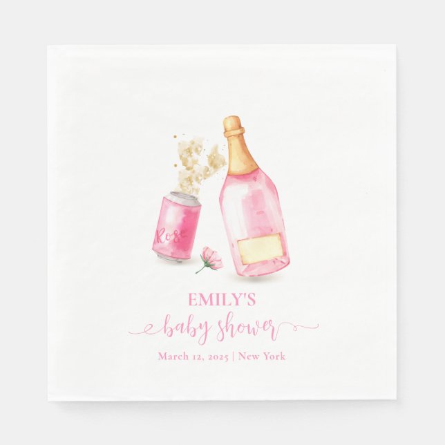 Serviette En Papier Pink Poppin Champagne Beer Girl Baby shower (Devant)