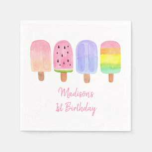 Serviette En Papier Pink Popsicle Anniversaire