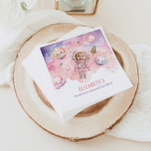 Serviette En Papier Pink Premier voyage autour du soleil Space Girl an